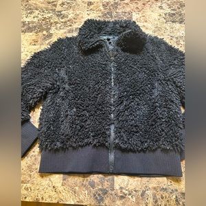 Zara sherpa zip up black jacket